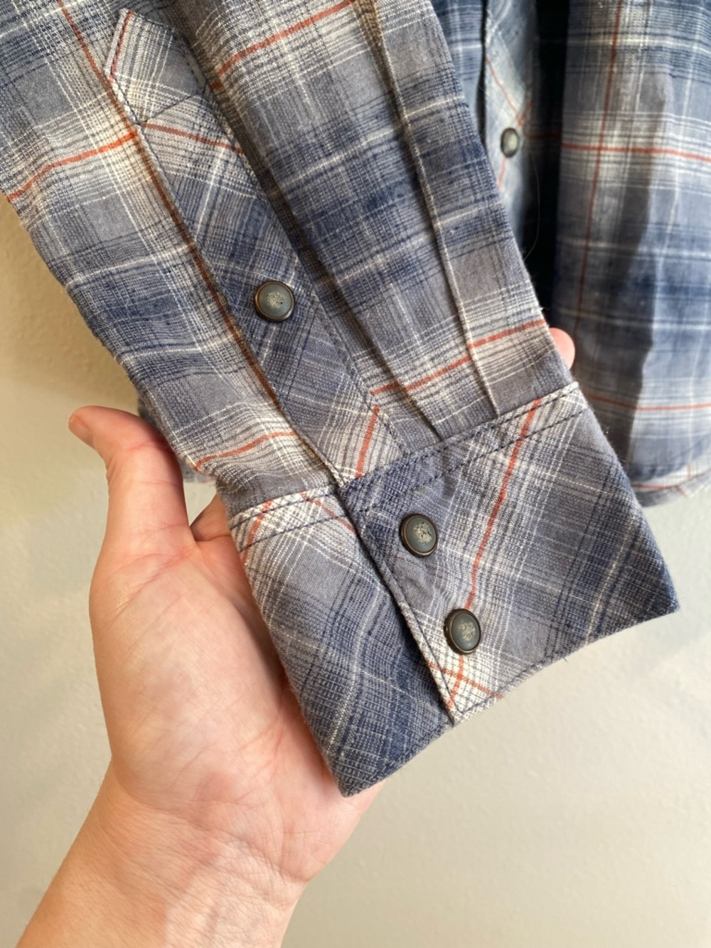 Patagonia Hemp Blend Western Snap Plaid Shirt - Men’s Small - Blue/Orange - Picture 8 of 11